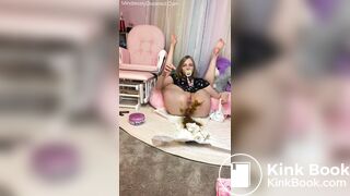 Girl piss on her dirty diaper while changing