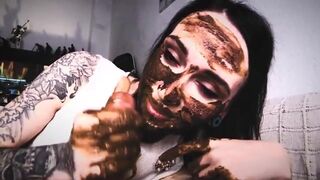 lovely girl with shit in mouth