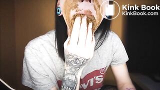 lovely girl with shit in mouth