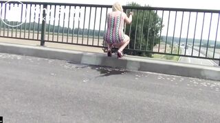 Pissing and shitting on motorway bridge