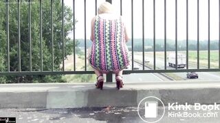 Pissing and shitting on motorway bridge