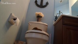 she pooped on the toilet lid