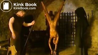 hung upside down manure dumped on her