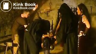 hung upside down manure dumped on her