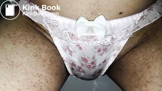 Wetting this lovely pink flower pattern panty.