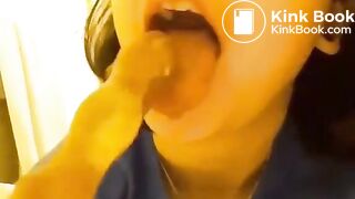 Sucking shitty dildo - video 2