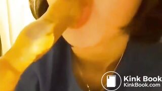 Sucking shitty dildo - video 2