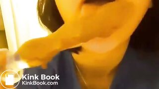 Sucking shitty dildo - video 2