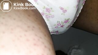 Is time to play that cute white flower pattern panty.