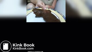 Fat white hoe shits huge turd