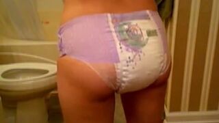 girl poops in the bathroom
