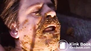 she covered his mustache with her shit