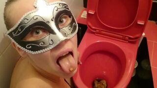 licking a dirty toilet