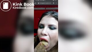 Cam slut eating her shit
