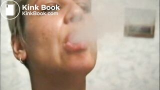 Retro Busty having a smoke break and shits