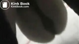 Girl in green bikini takes a dump in a public toilet.