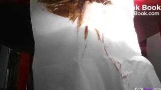 the girl plugged the guy's mouth with shit