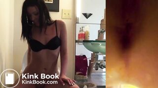 Sexy brunette takes soft shit