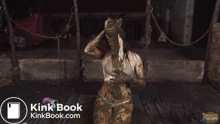 Girl pours shit over her chest and breasts