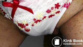 A LOVELY JAPAN WHITE RED STRAWBERRY PANTY WAS PEE AND POOP