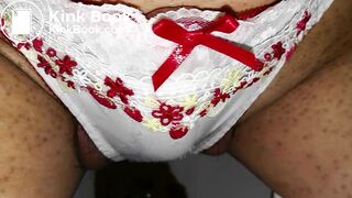 A LOVELY JAPAN WHITE RED STRAWBERRY PANTY WAS PEE AND POOP