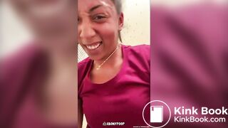 Ebony poops in bathroom