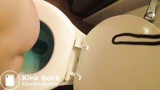 Girl pooping on toilet self shot 1