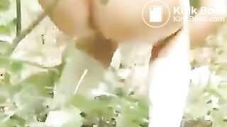 Redhair jp cheerleader take a poop at the forest