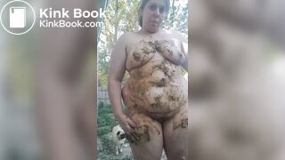 Fat chick smears dogshit