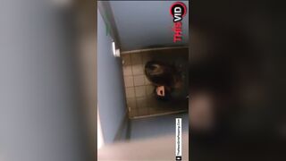 Girl pooping in public restroom - video 2