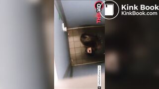 Girl pooping in public restroom - video 2