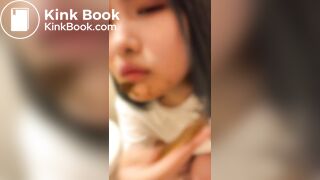Cute Japanese girl put shit on her face and in her mouth
