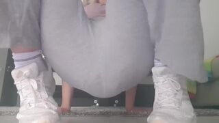 Grey pants poop