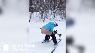 snowy poop on ski
