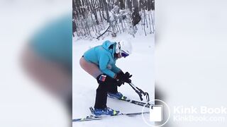 snowy poop on ski