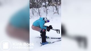snowy poop on ski