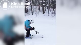snowy poop on ski