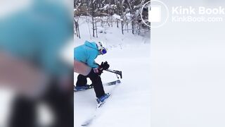 snowy poop on ski