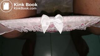 Wear a white flower pattern panty and ready to cover pink one on top