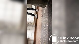 Girl pooping in public toilet - video 5