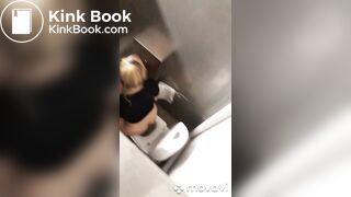 Girl pooping in public restroom