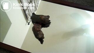 Puffy sphincter teen poops on to a mirror