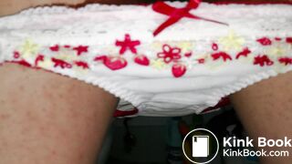 Two panty play together.That lovely yellow embroidery panty was play again.