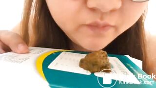 Asian BBW eats shit from a box