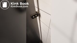 Cute girl shitting in public restroom