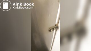 Cute girl shitting in public restroom