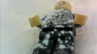 Giantess - girl shitting on lego figure in diaper