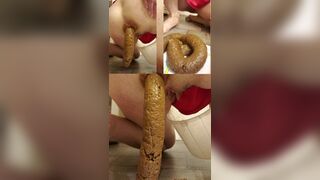 Mistress in red scat on floor; homemade video.