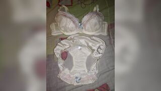 A NEW AND CLEAN JAPAN YELLOW EMBROIDERY PANTY IS BEING POOP AND PEE