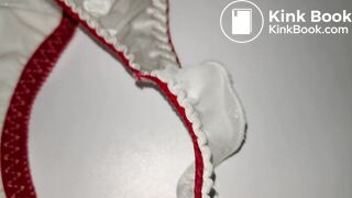 A LOVELY JAPAN WHITE RED STRAWBERRY PANTY WHEN WAS NEW AND CLEANING.